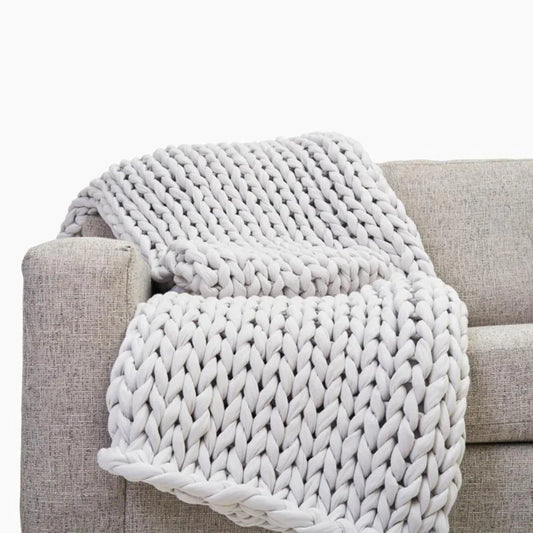White Knitted Weighted Blanket (10, 12, or 16 lbs)