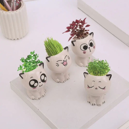 Miniature Cartoon Cat Flower Pot