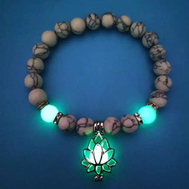 Glowing Lotus Stone Bracelet