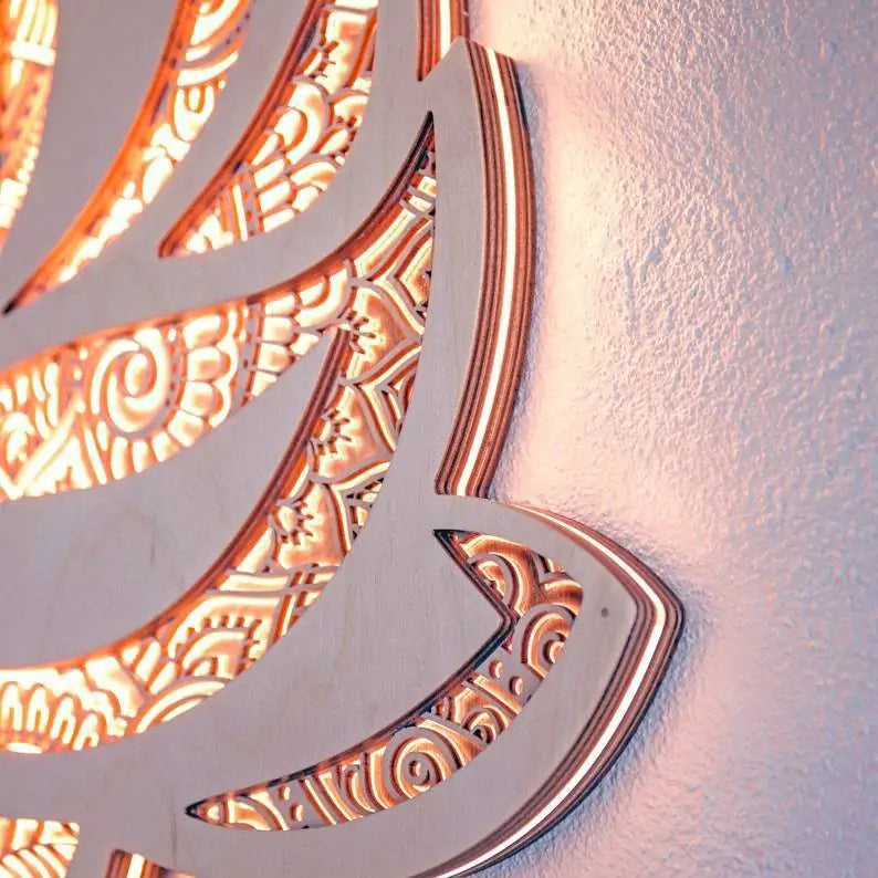 Light Up Lotus Mandala Wall Art